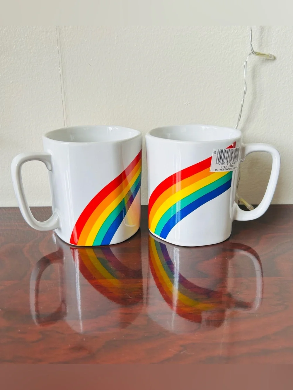 NWT Vintage Set of 2 Westwood Japan Rainbow Pride Coffee Tea Mugs Cups Hot Cold